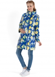 Куртка демис. 2в1 "Оливия" желтые цветы на синем для беременных